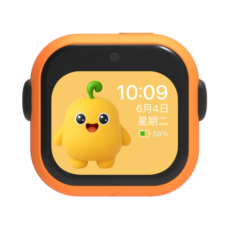 nicebb 儿童AI记录仪，橙色圆角机身、黑色面板与顶部镜头